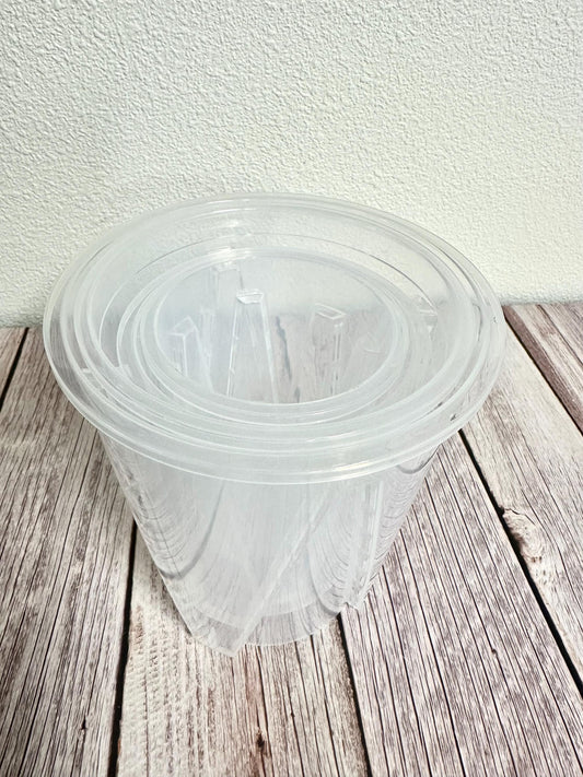 Clear Round Air Slotted Plastic Pot 4 Pack - One Each of 3.9"/4.7"/5.5"/6.3" (Total 4 Pots)